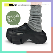 日系NNJC厚底EVA橡塑一脚蹬酷飒风老爹鞋 包头半拖松糕增高洞洞鞋