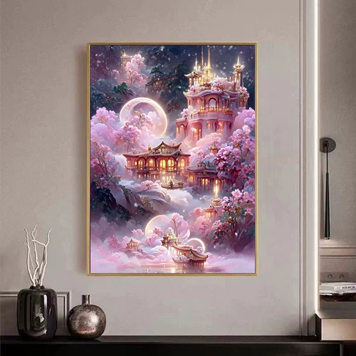Бриллиантовая живопись 2024 Новая ручная DIY Dream Palace Castle 5D Patch Diamond Cross Вышитая гостиная спальня