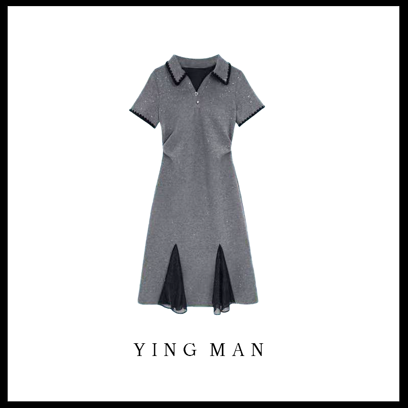 【昕怡粉丝专享】设计师女装拼接重工捏褶收腰显瘦连衣裙KK9515