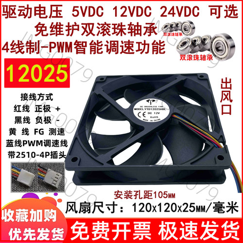 4线制PWM智能调速直流无刷风扇