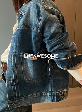 LNFAWESOME 经典type2短款竹节扣复古水洗口袋牛仔外套夹克