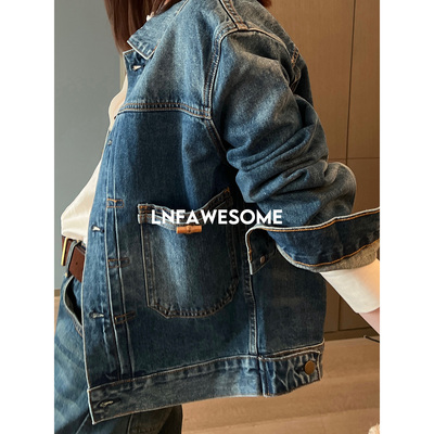 复古水洗口袋牛仔外套夹克