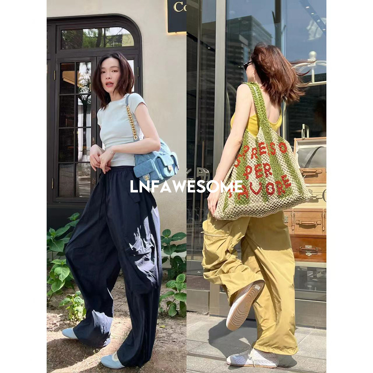 LNFAWESOME 夏日轻薄防晒伞兵工装立体口袋长裤