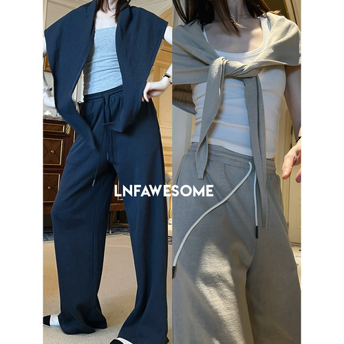 百搭轻柔水洗抽绳松紧腰卫裤