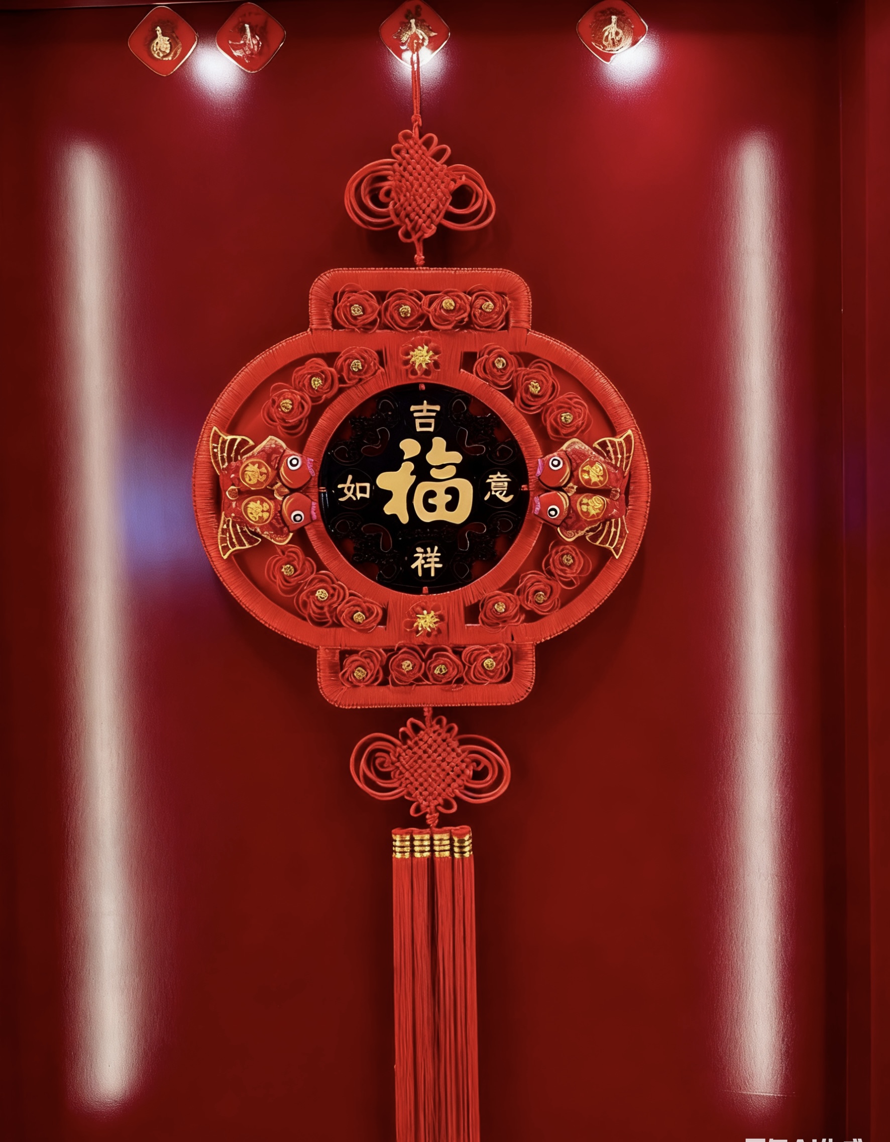 中国结桃木灯笼大号福字客厅玄关入户新中式乔迁背景墙上挂件装饰