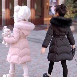 女童羽绒服冬季2025新款儿童白鸭绒收腰冬装中大童加厚保暖外套潮