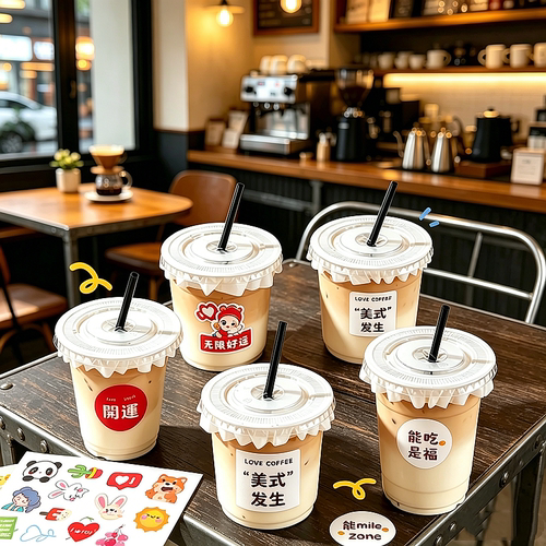 一次性带盖网红奶茶杯子塑料透明pet商用外带饮料饮品打包咖啡杯