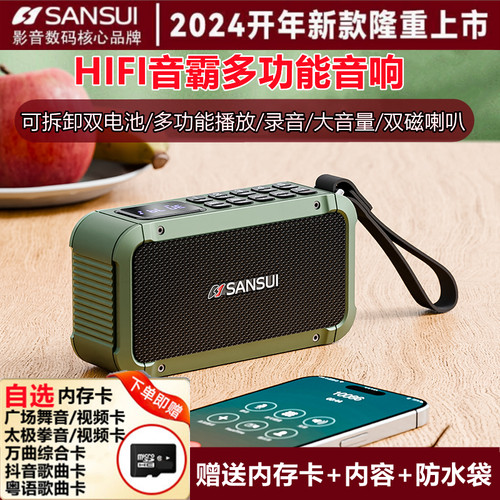 官方山水F63蓝牙音箱可换电池录音收音机小蓝牙音响重低音炮新款