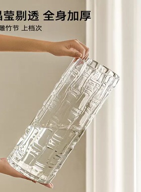 富贵竹专用花瓶高大口径透明玻璃花瓶书房桌面卧室水培鲜花瓶摆件