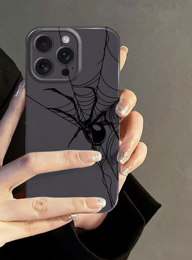 黑色蜘蛛适用iPhone16promax手机壳苹果15华为mate70小米15pro新款Pura70高级nova13红米K80荣耀90reno13一加