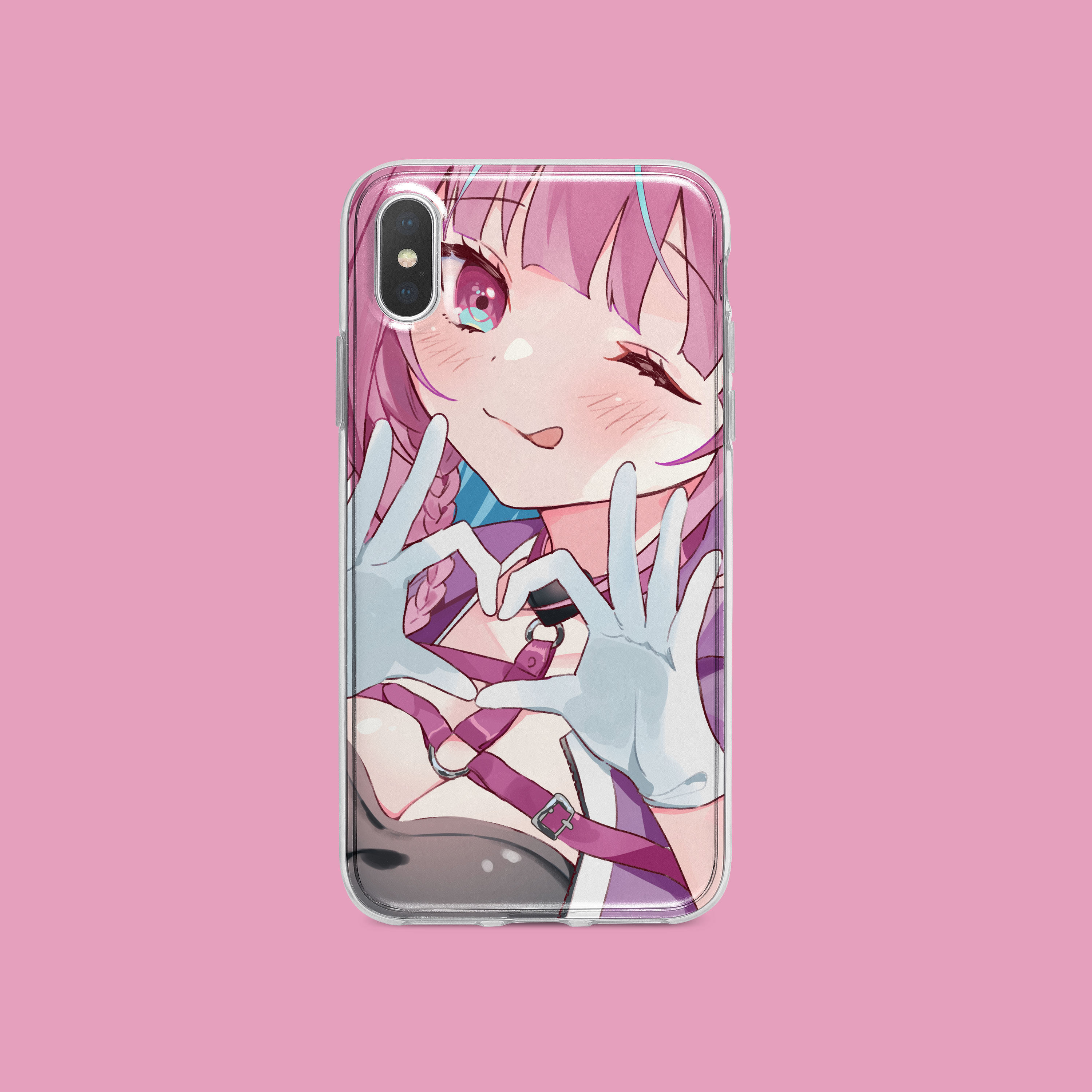 粉色比心土酷少女可爱适用于iphonexr苹果11pro max华为p30手机壳