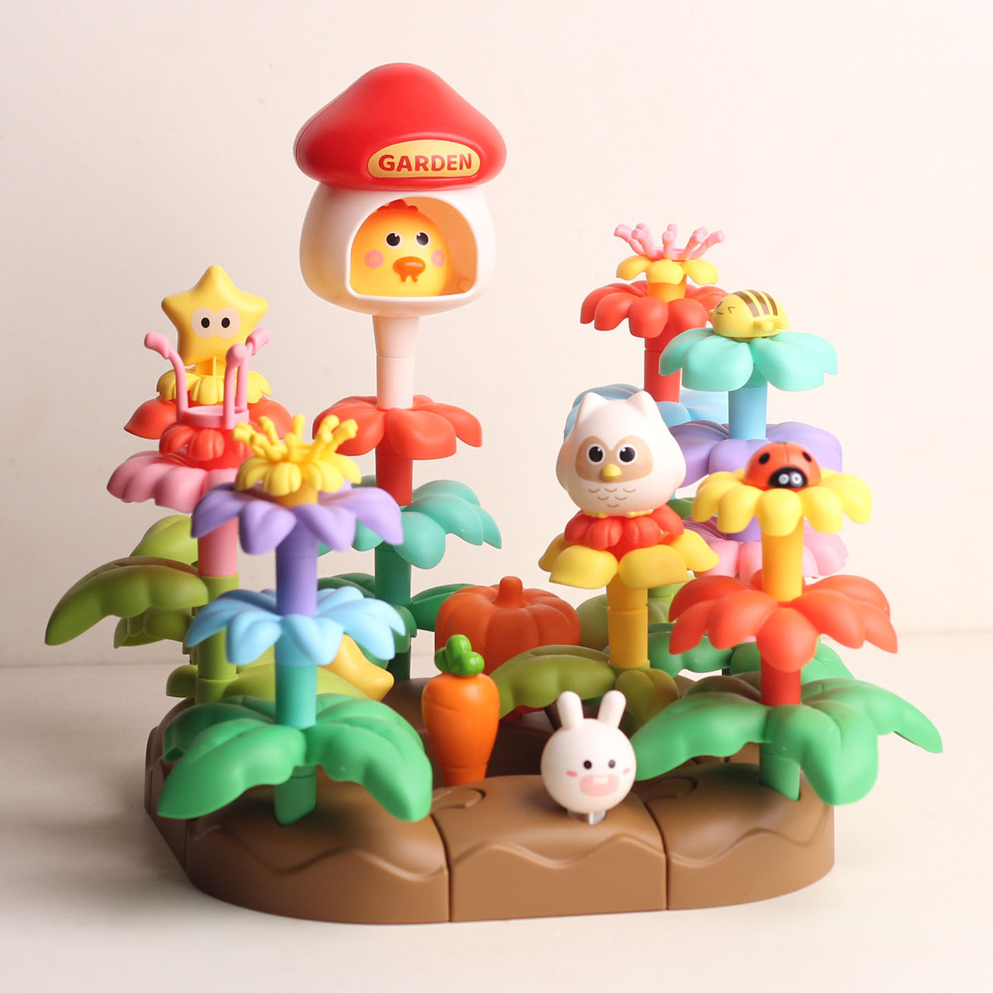 费乐儿童益智大颗粒积木玩具花园场景DIY拼装彩色拼搭立体插花