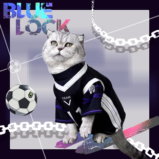 凪诚士郎宠物蓝锁T恤蓝色监狱猫咪cosBLUE LOCK誠衣服狗假两件服
