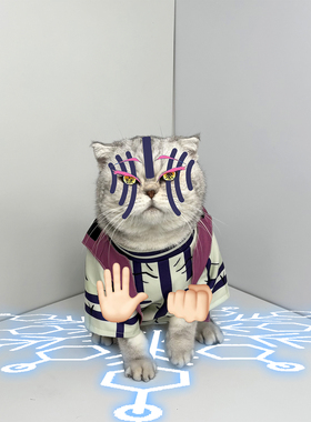 猗窝座宠物衣服鬼灭之刃猫猫咪cos上弦叁哥同人服饰小狗Akaza装扮