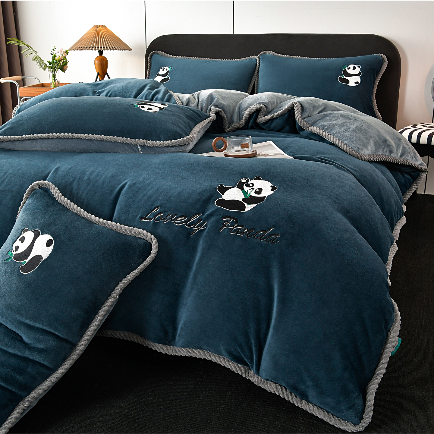 轻奢高级感牛奶绒四件套冬季双面加绒加厚珊瑚绒毛床上被套床单笠