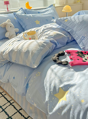 2026新款全棉喷气13070床笠四件套床单四件套三件套