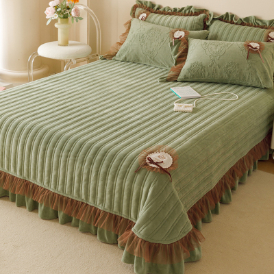 冬季加绒牛奶夹棉床单件厚