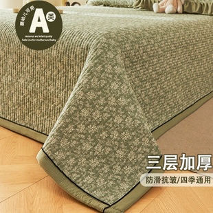 春秋榻榻米床盖单件夹棉炕单毯四季通用双面加厚床单三件套高级感