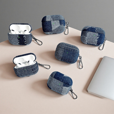 日系简约不一样的牛仔布纹适用airpodspro3保护套airpodspro2保护壳苹果三耳机保护壳airpods3保护套airpods4
