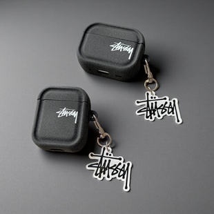 秋冬潮牌创意深灰色Airpods pro3保护套适用苹果3代无线蓝牙耳机1/2代新款高质感软壳