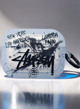 潮牌创意小众stussy斯图西Airpods pro3保护套适用苹果3代无线蓝牙耳机1/2代新款高质感软壳个性支架款