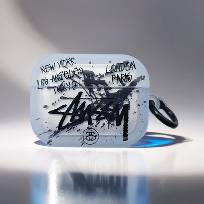 潮牌创意小众stussy斯图西Airpods pro3保护套适用苹果3代无线蓝牙耳机1/2代新款高质感软壳个性支架款