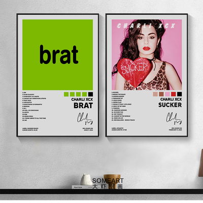 洗茶Charli XCX专辑封面海报宿舍卧室房间装饰画墙贴无框画挂画