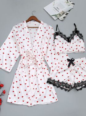 The new pajamas condole belt three-piece suit 女士睡衣三件套
