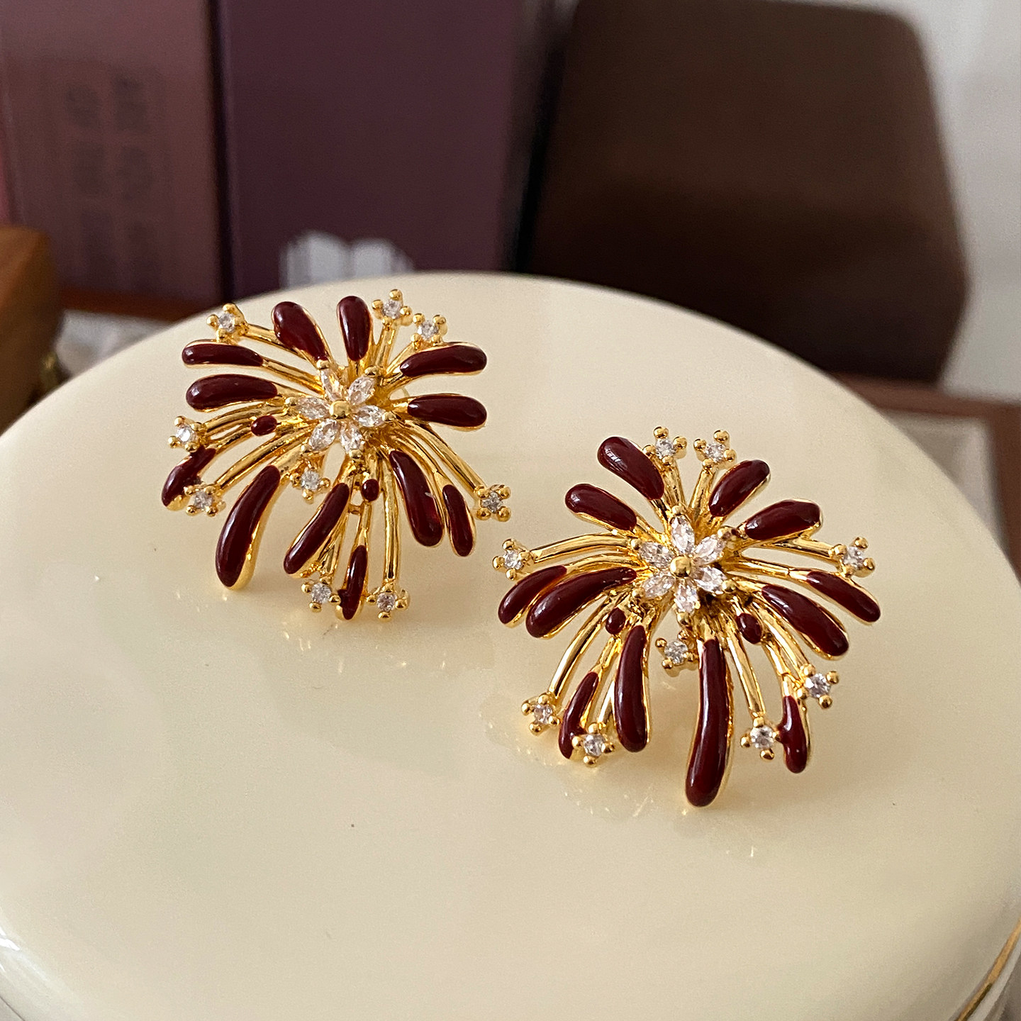 新年红色烟花耳钉2026新款爆款高级感漂亮耳环法式风轻奢独特耳饰,饰品/流行首饰/时尚饰品新,耳钉,淘宝优惠券,粉丝福利购,淘宝优惠卷