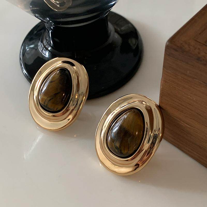 DSTYLE水滴层次感金属虎眼石耳钉