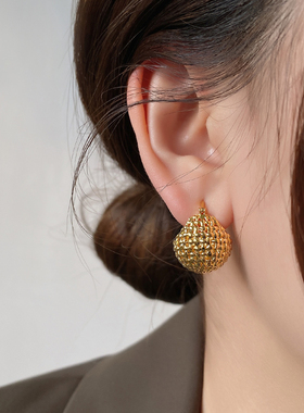 金属球球耳环2025新款爆款高级感独特耳钉韩国气质轻奢东大门耳饰