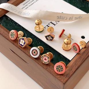 中古耳环轻奢高级感复古敦煌风耳饰 爆款 新中式 小巧耳钉2024年新款