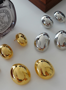 金属椭圆大耳环2025新款爆款欧美耳饰独特设计感高级气质轻奢耳钉