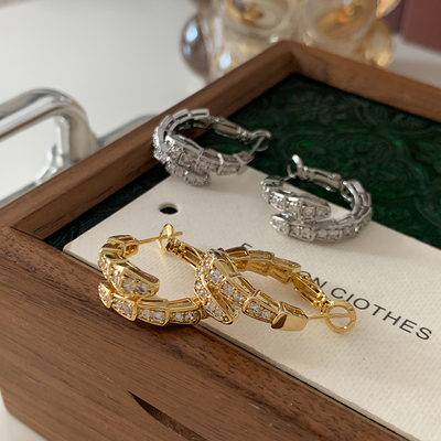 DSTYLE欧美法式小众满钻蛇形耳圈