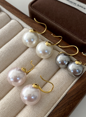 S家珍珠耳钩2025新款爆款气质耳钉女轻奢高级感耳饰粉色法式耳环
