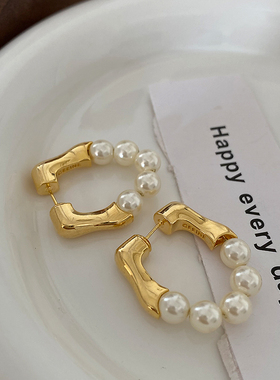 珍珠耳饰法式复古耳环2025新款爆款巴洛克耳饰轻奢高级感气质耳圈