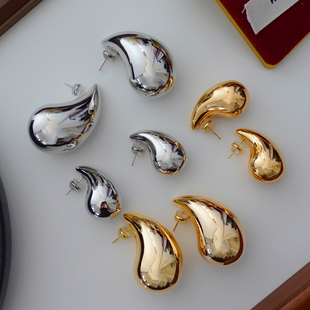 欧美液态水滴耳环2024新款 耳钉女小众设计感高级气质独特耳饰 爆款