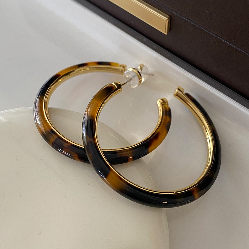 DSTYLE欧美时尚复古咖色圈圈耳饰