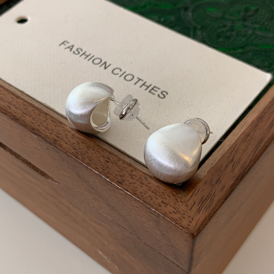 DSTYLE韩国简约拉丝银色金属耳环