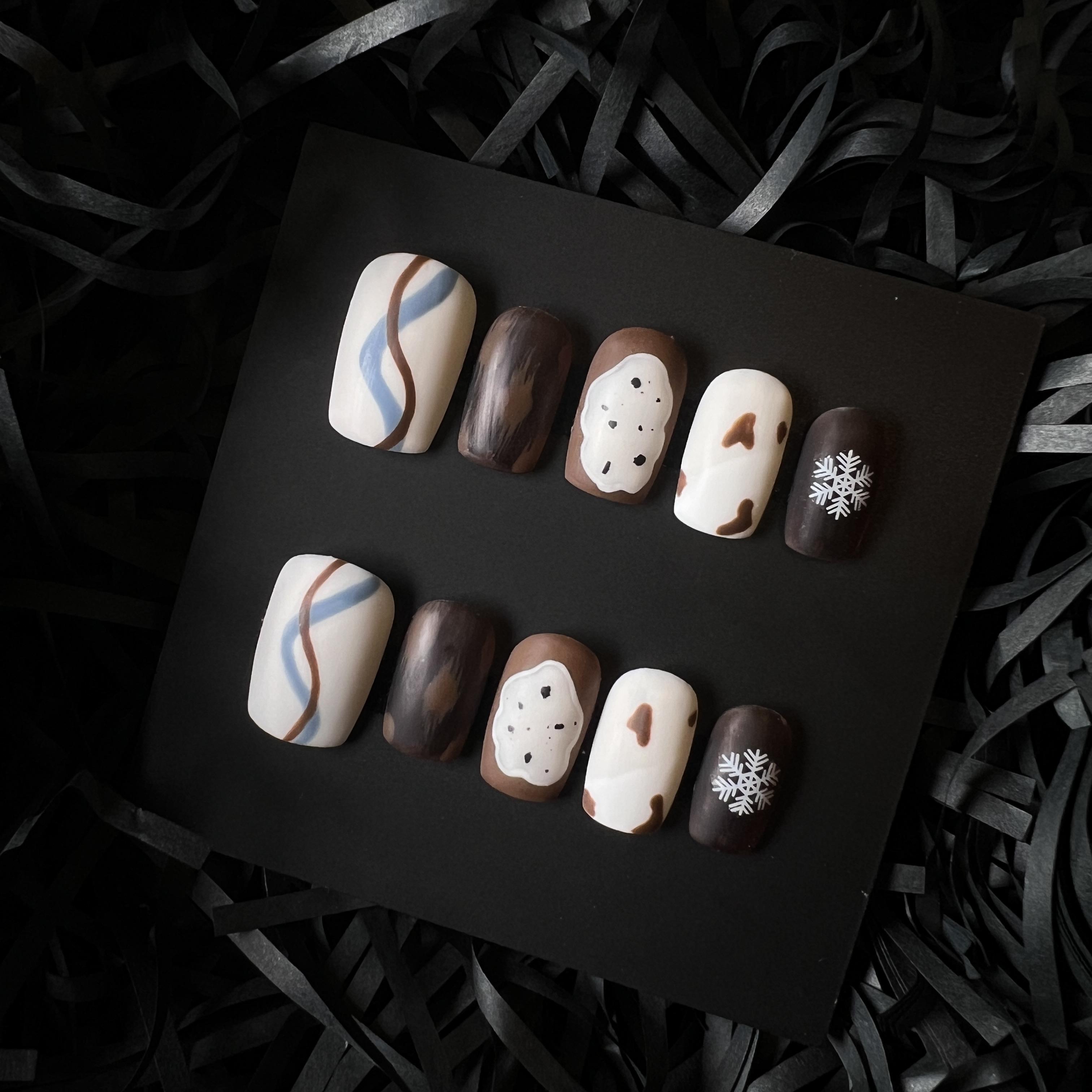 来图定制纯手工穿戴甲定制尺寸私人高级感翻指模婚甲痛甲定做美甲