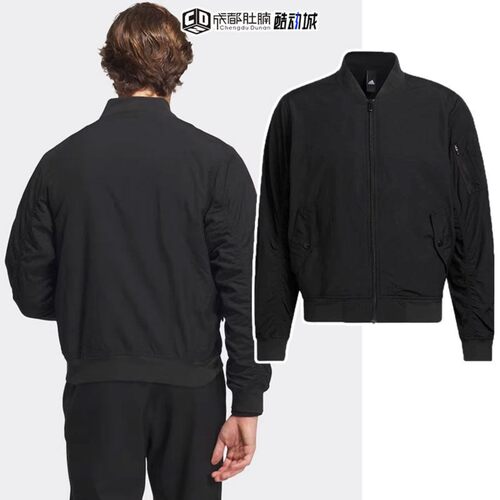 ADIDAS阿迪达斯秋季男休闲立领防风飞行员夹克加绒保暖外套IT6068