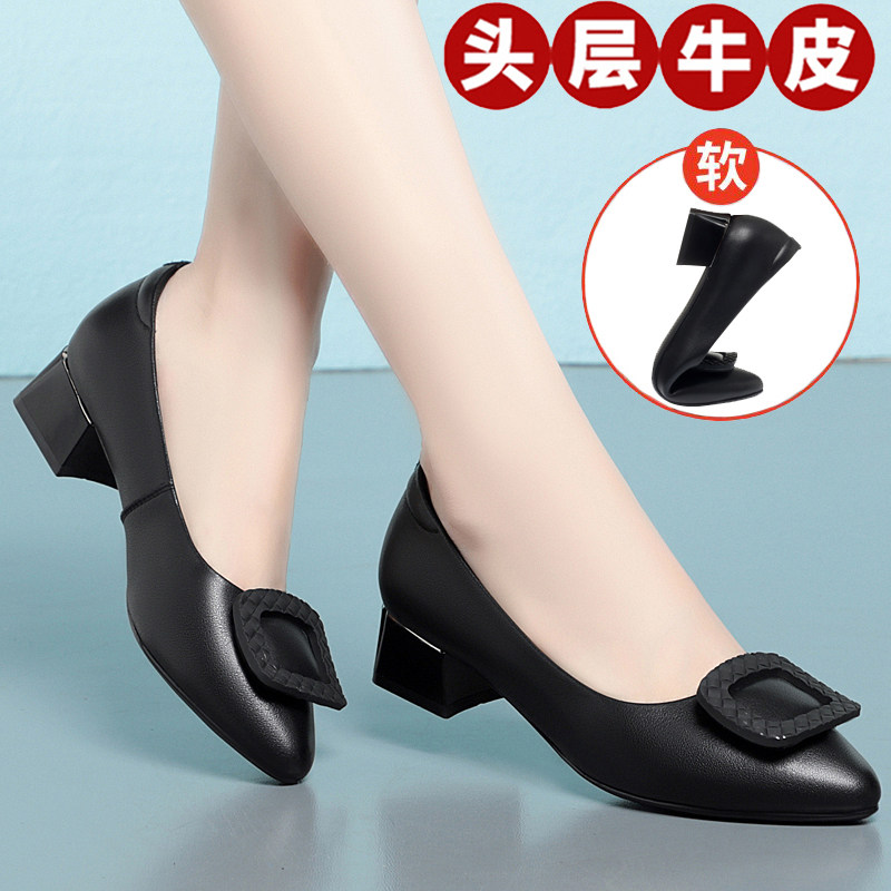 小皮鞋女单鞋浅口套脚防滑真皮