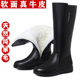 妈妈鞋 冬季 真皮羊毛高筒靴女大码 中跟加绒女靴粗跟厚底中筒靴棉靴