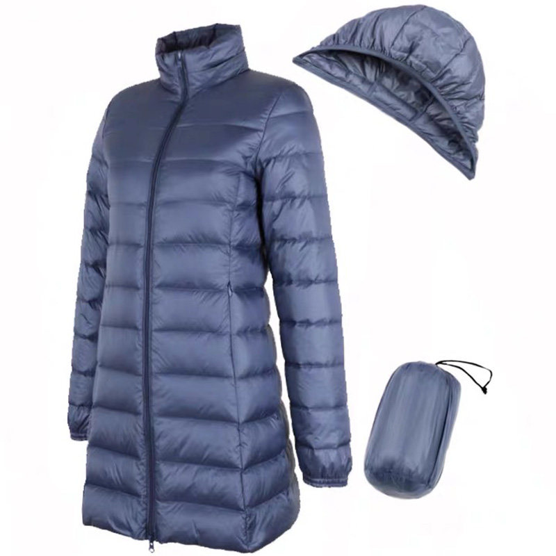 日单优中长款轻薄羽绒服女内胆脱卸帽秋冬小个子大码女装妈妈外套