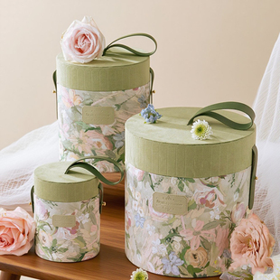 2025欧式伴手礼盒圆桶生日礼盒油画ins高级婚礼手提喜糖盒空盒子