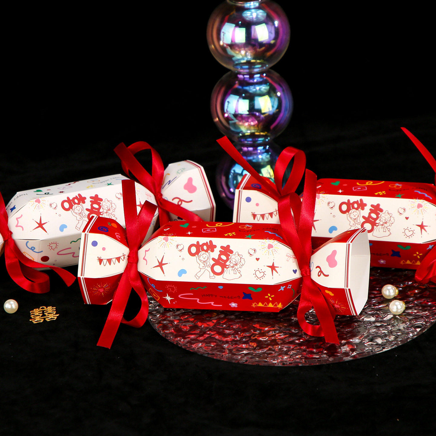 2025新款多巴胺喜糖盒高级感婚礼糖果盒卡通喜糖袋桌糖可爱喜糖盒