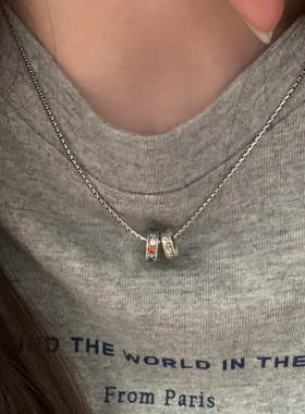 彩虹路路通ins风项链女春夏新款小众彩色嘻哈潮流锁骨链