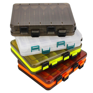 双面路亚盒木虾盒20*17*4.5CM加厚工具盒半透明鱼饵收纳盒配件盒