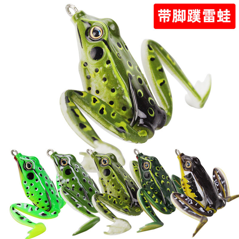 5cm带脚蹼雷蛙路亚鱼饵仿真青蛙假饵渔饵钓黑鱼大鱼渔具假蛙5色装