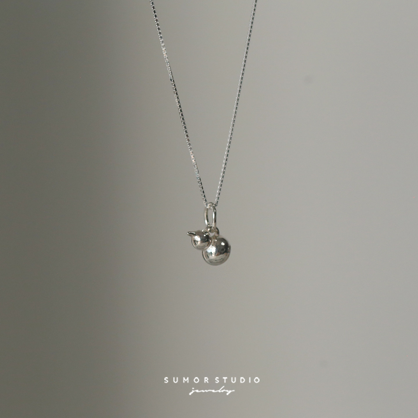 S925纯银小葫芦实心吊坠项链